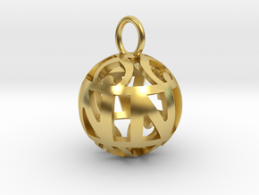 Hollow Spherical Name Pendant in Polished Brass