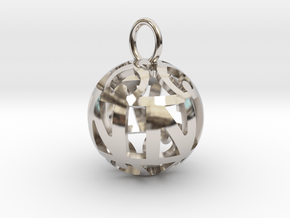Hollow Spherical Name Pendant in Rhodium Plated Brass