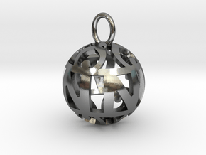 Hollow Spherical Name Pendant in Polished Silver