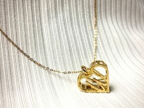 Heart Initial Pendant in Polished Brass
