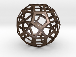 Lawal 167 mm v2 skeletal rhombicosidodecahedron in Polished Bronze Steel
