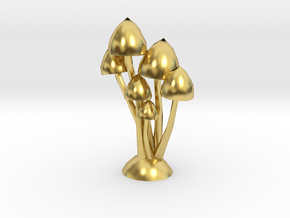 Mushrooms Lowpoly in Polished Brass