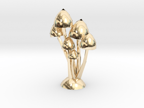 Mushrooms Lowpoly in 14k Gold Plated Brass