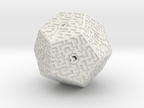 12 Sided Maze Die in White Natural Versatile Plastic
