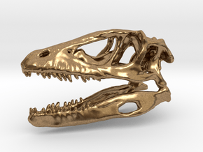 Mini Raptor Dinosaur Skull in Natural Brass
