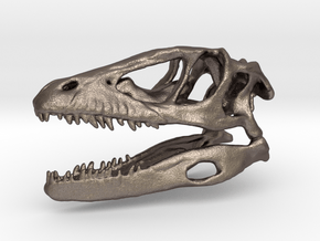 Mini Raptor Dinosaur Skull in Polished Bronzed Silver Steel