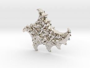 3D Fractal Sea Shell Pendant in Platinum
