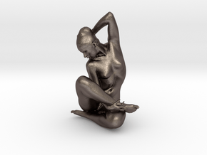 Posing Woman in Polished Bronzed-Silver Steel: 1:12