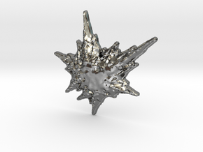 3D Fractal Snowflake Pendant in Polished Silver