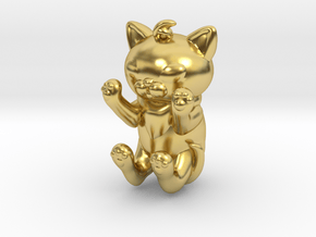 PawsUp Kitten Pendant in Polished Brass: 28mm