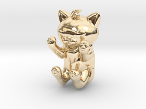 PawsUp Kitten Pendant in 14k Gold Plated Brass: 28mm