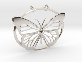 Oval Butterfly Pendant in Rhodium Plated Brass