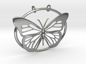 Oval Butterfly Pendant in Polished Silver