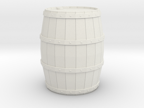 Miniature Barrel 2cm in White Natural Versatile Plastic