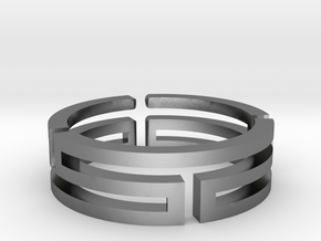 A maze in open ring in Polished Silver