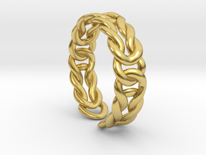 Interlacing open ring [sizable] in Polished Brass