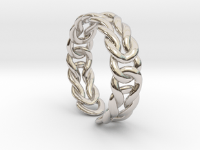 Interlacing open ring [sizable] in Rhodium Plated Brass