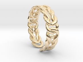 Interlacing open ring [sizable] in 14k Gold Plated Brass