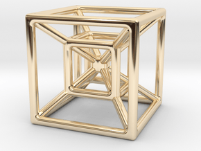 Hypercube [pendant] in 14k Gold Plated Brass