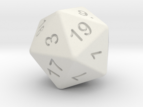 20 sided dice (d20) 25mm dice in White Natural Versatile Plastic