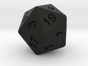 20 sided dice (d20) 25mm dice in Black Premium Versatile Plastic