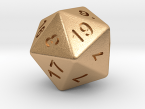 20 sided dice (d20) 25mm dice in Natural Bronze
