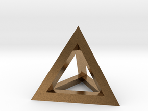 Hollow Pyramid Pendant in Natural Brass