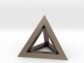 Hollow Pyramid Pendant in Polished Bronzed Silver Steel
