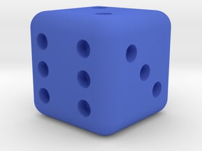 6 sided dice (d6) rounded edges 20mm in Blue Processed Versatile Plastic