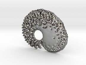 3D Fractal Tadpole Pendant in Polished Silver