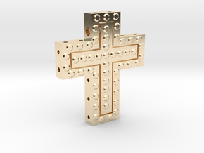 Cross with inserts pendant in 14k Gold Plated Brass