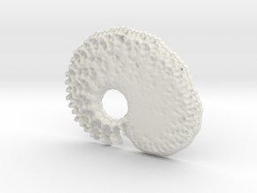3D Fractal Tadpole Pendant in White Natural Versatile Plastic