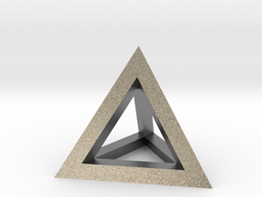 Hollow Pyramid Pendant in Natural Silver