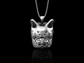Sterling Silver French Bulldog Pendant in Antique Silver