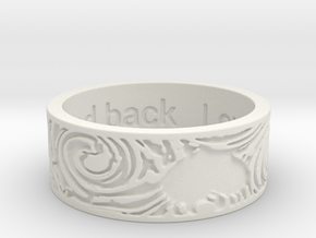 Swirling Yin Yang Love Ring Ring Size 8.5 in White Natural Versatile Plastic