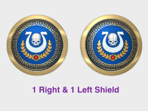 Ultra Legion - Round Power Shields (L&R) in Tan Fine Detail Plastic: Small