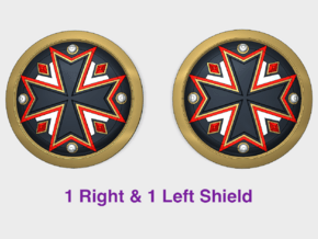 Maltese Cross - Round Power Shields (L&R) in Tan Fine Detail Plastic: Small