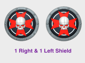 Black Templars - Round Power Shields (L&R) in Tan Fine Detail Plastic: Small
