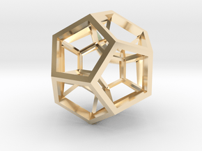 4D Dodecahedron in 14k Gold Plated Brass