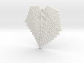 3D Fractal Leaf Pendant in White Natural Versatile Plastic