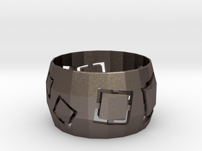 Squares Ring in Polished Bronzed Silver Steel