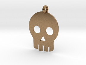Skull necklace charm in Natural Brass