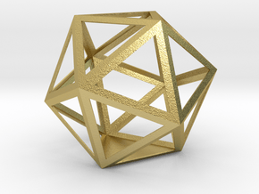 Lawal 84mm x 97 mm x 78 mm skeletal icosahedron  in Natural Brass