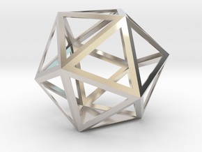 Lawal 84mm x 97 mm x 78 mm skeletal icosahedron  in Rhodium Plated Brass