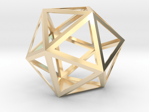 Lawal 84mm x 97 mm x 78 mm skeletal icosahedron  in 14k Gold Plated Brass