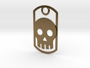 Skull dog tag in Natural Bronze