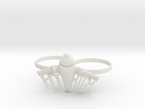 Plane Double Ring in White Natural Versatile Plastic
