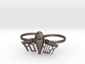 Plane Double Ring in Polished Bronzed Silver Steel