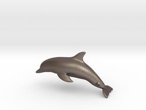 Dolphin Pendant in Polished Bronzed Silver Steel