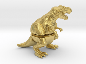 T-Rex Dinosaur Ring Box - Engagement  Proposal in Polished Brass